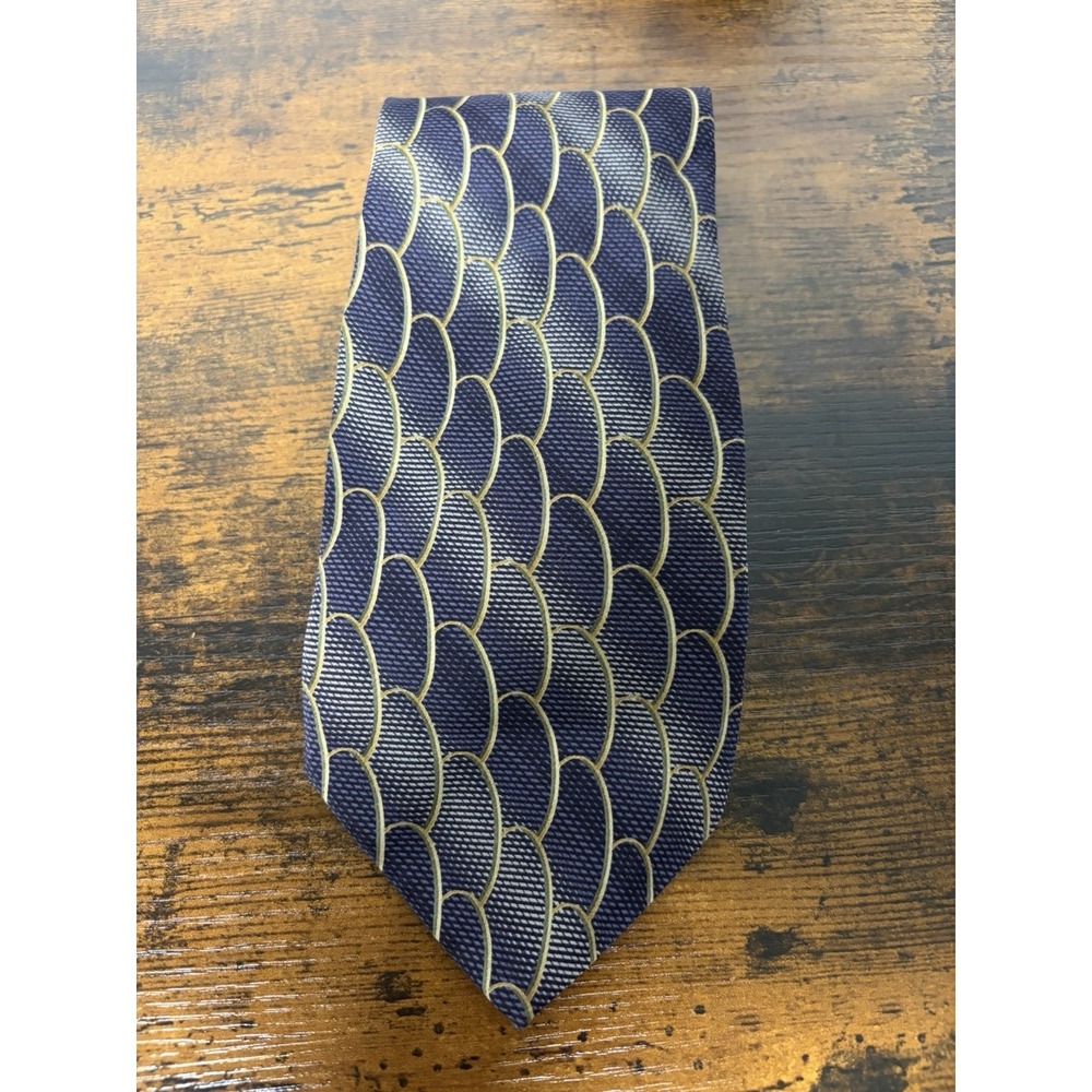 Bill Blass Black Label Men's Silk Necktie Blue Brown Geometric Design 58" Mexico